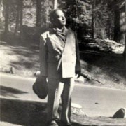 Paramhansa Yogananda Looking Up to the Sun in the Woods