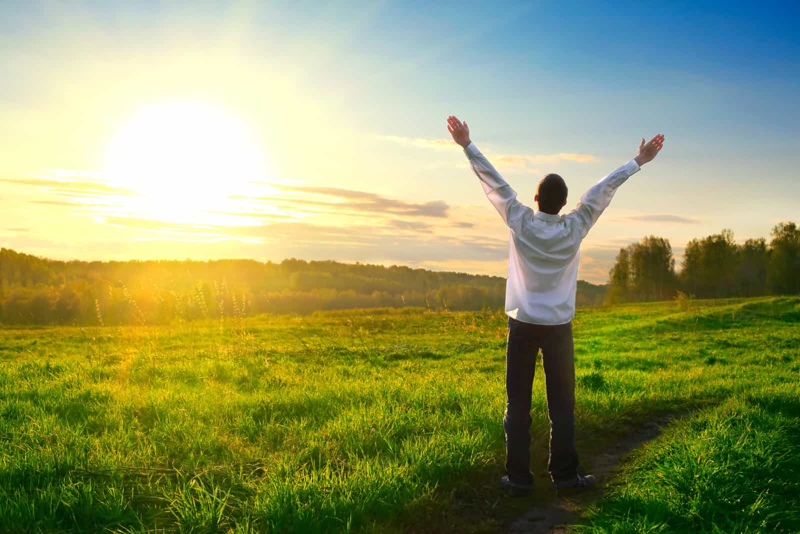 Happy Man with Sunset